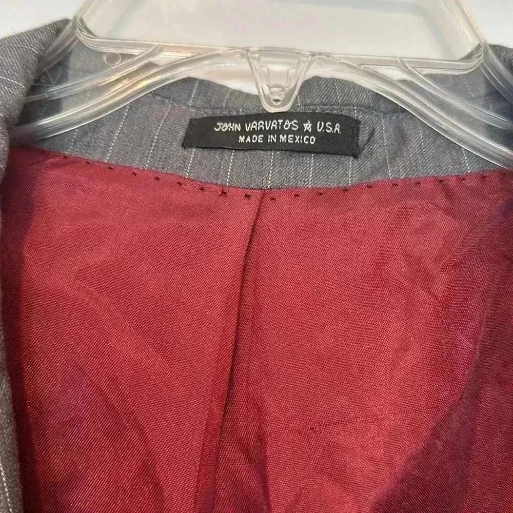 John Varvatos USA Gray Pinstriped Blazer Jacket Sz 46